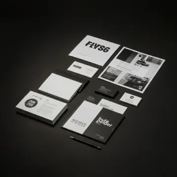 Printed brodhures amd bisomess cards on a black surface